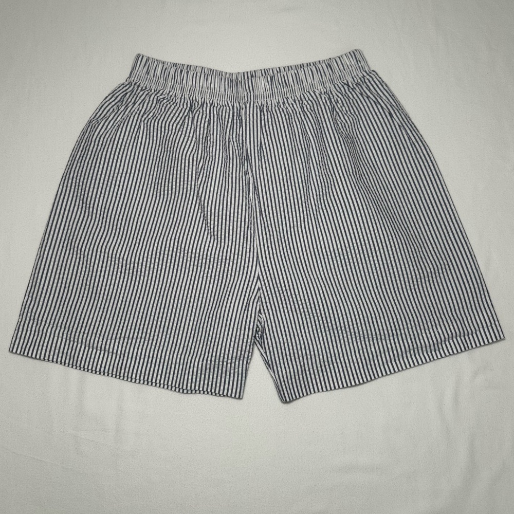 Boys Navy/White Stripe Seersucker Shorts